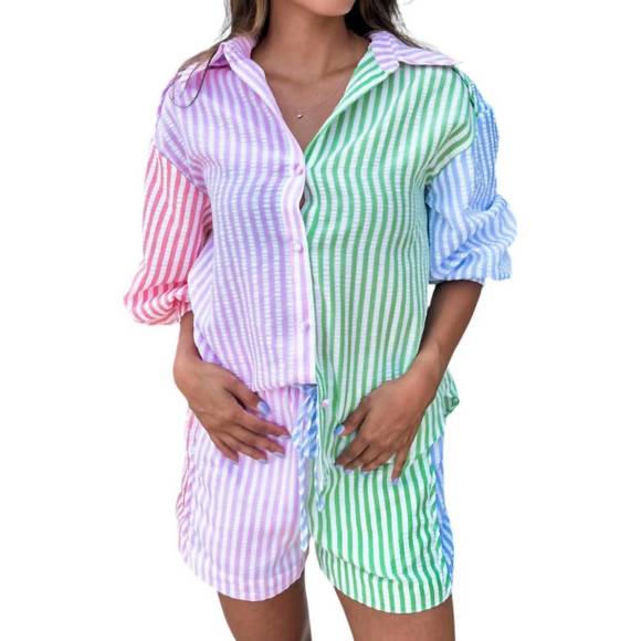 NEW KEEPSAKE seersucker short in multi-colored - Picture 2 of 3